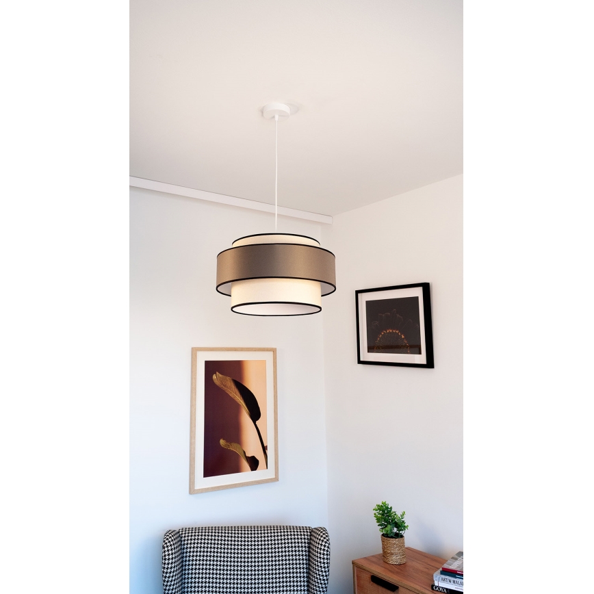 Luster na lanku GRACE 1xE27/60W/230V krémová/hnedá