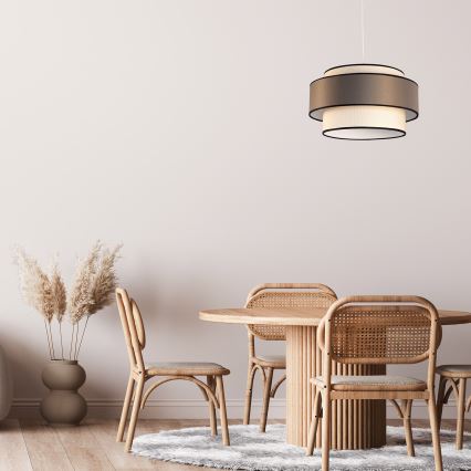 Luster na lanku GRACE 1xE27/60W/230V krémová/hnedá