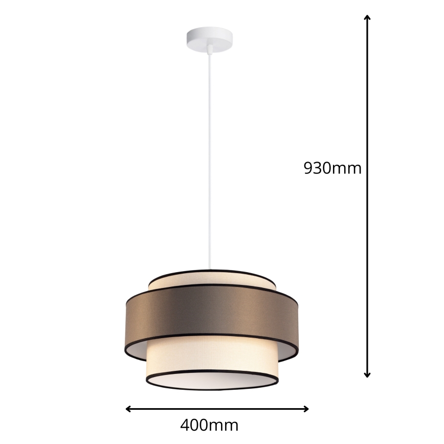 Luster na lanku GRACE 1xE27/60W/230V krémová/hnedá