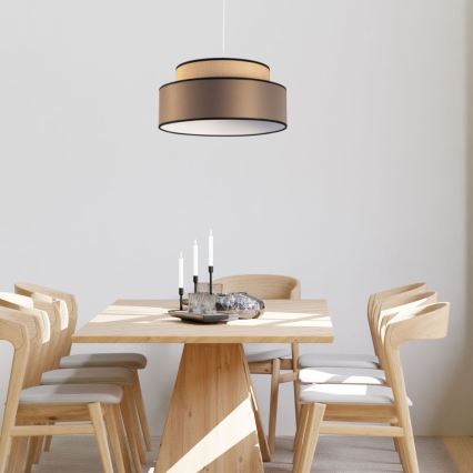 Luster na lanku GRACE 1xE27/60W/230V pr. 40 cm béžová/hnedá