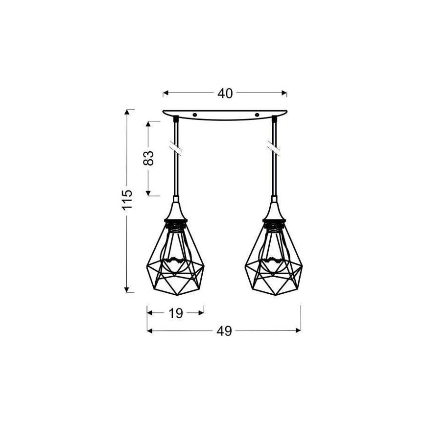 Luster na lanku GRAF 2xE27/60W/230V