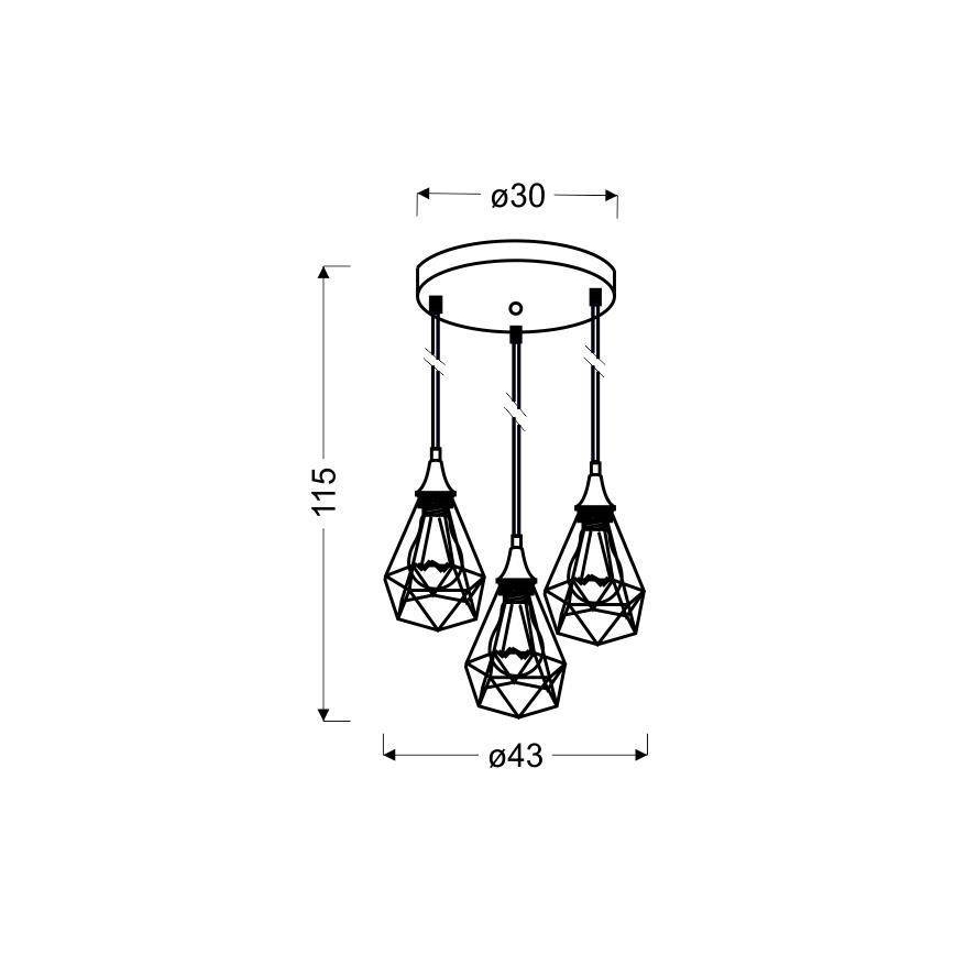 Luster na lanku GRAF 3xE27/60W/230V