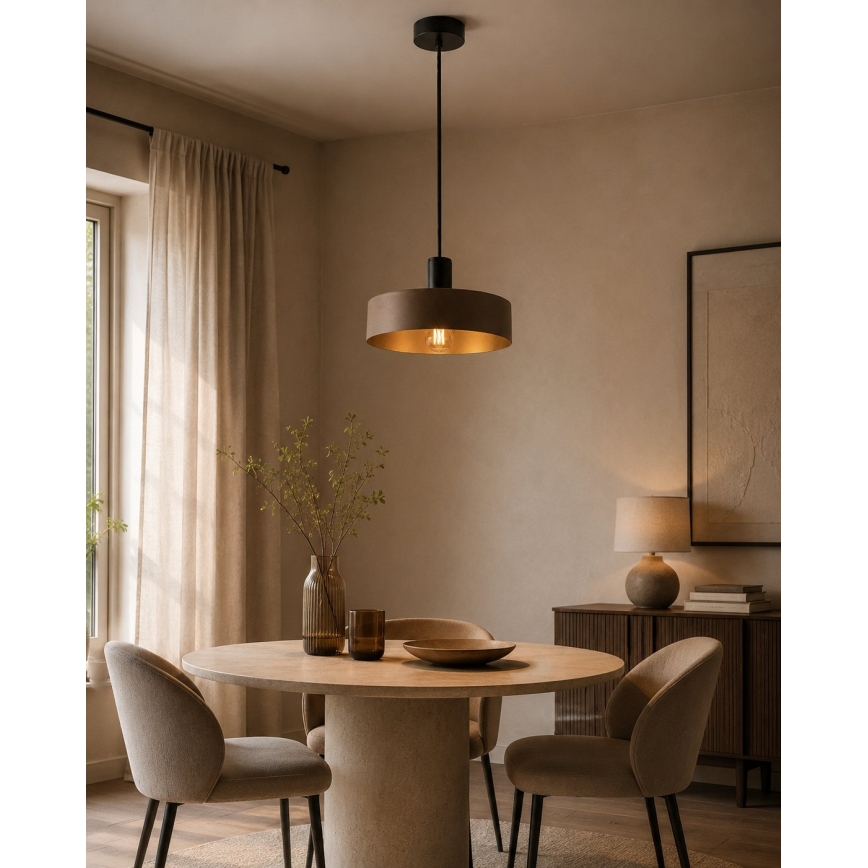 Luster na lanku HAKI 1xE27/60W/230V hnedá/čierna