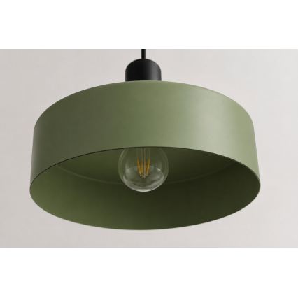Luster na lanku HAKI 3xE27/60W/230V zelená/čierna