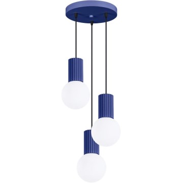 Luster na lanku HALO 3xG9/8W/230V pr. 25 cm modrá