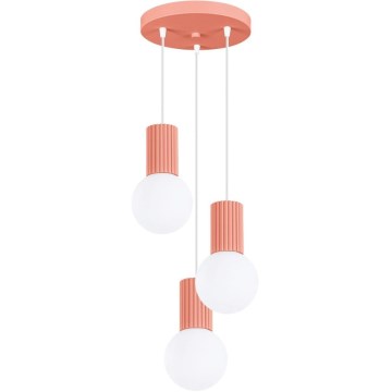 Luster na lanku HALO 3xG9/8W/230V pr. 25 cm ružová