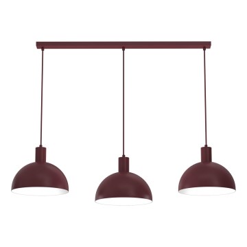 Luster na lanku HANDA 3xE27/15W/230V bordový