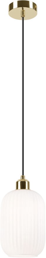 Luster na lanku HARMA 1xE27/15W/230V pr. 14 cm biela/zlatá