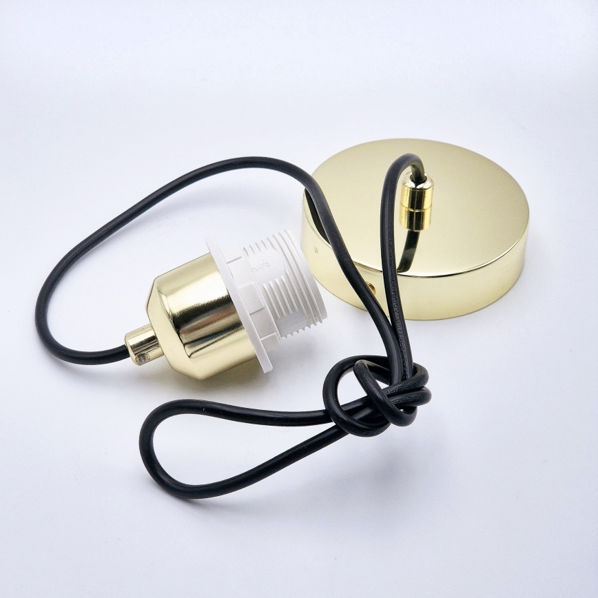 Luster na lanku HARMA 1xE27/15W/230V pr. 14 cm biela/zlatá