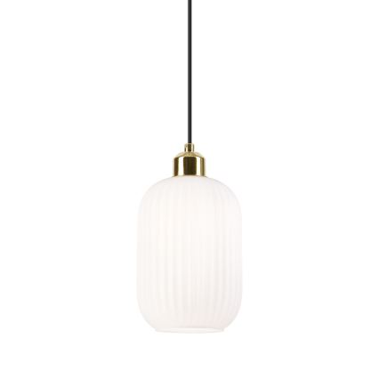 Luster na lanku HARMA 1xE27/15W/230V pr. 14 cm biela/zlatá