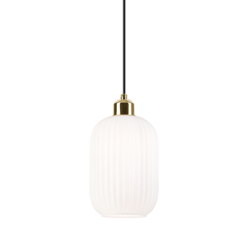 Luster na lanku HARMA 1xE27/15W/230V pr. 14 cm biela/zlatá