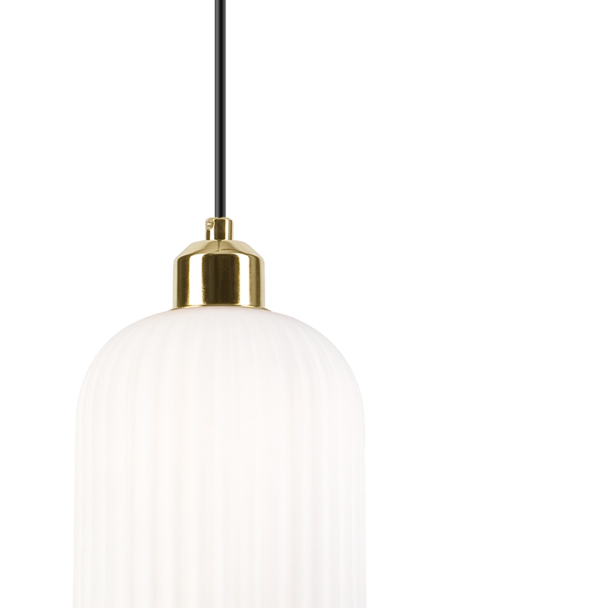 Luster na lanku HARMA 1xE27/15W/230V pr. 14 cm biela/zlatá