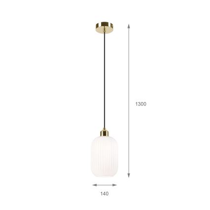 Luster na lanku HARMA 1xE27/15W/230V pr. 14 cm biela/zlatá