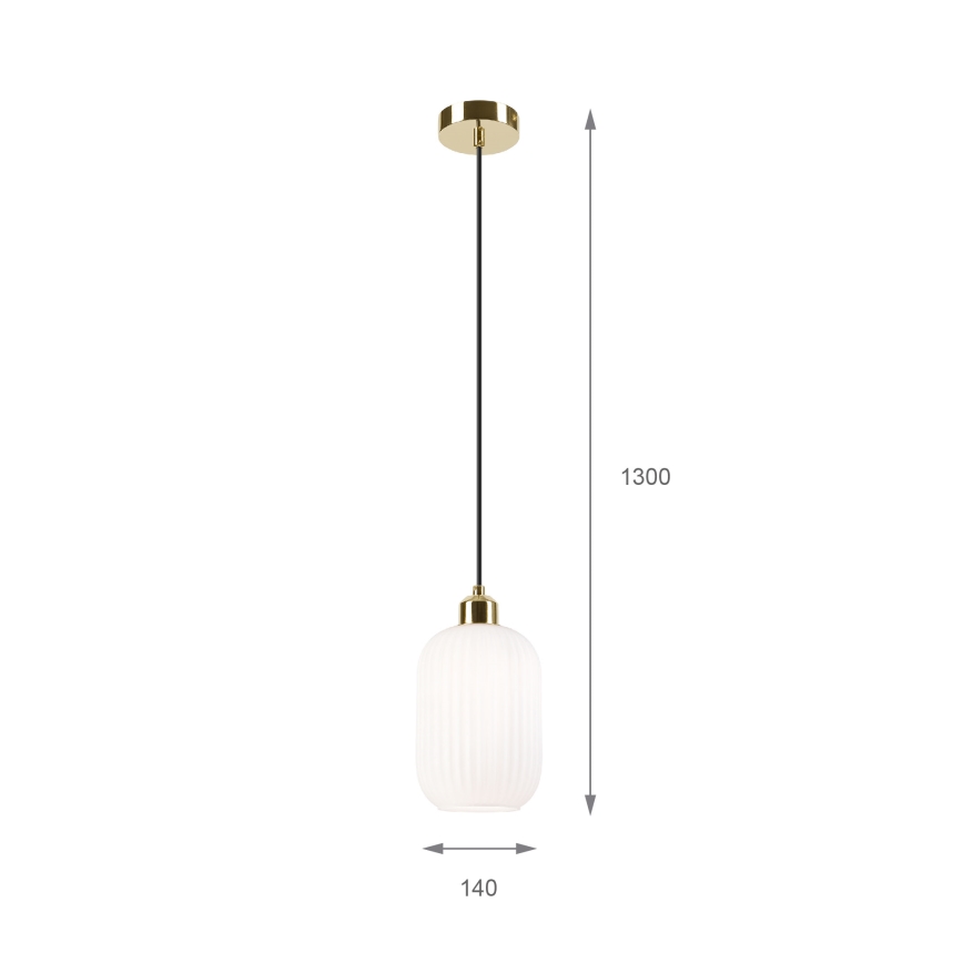 Luster na lanku HARMA 1xE27/15W/230V pr. 14 cm biela/zlatá
