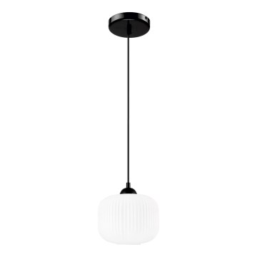 Luster na lanku HARMA 1xE27/15W/230V pr. 20 cm biela/čierna
