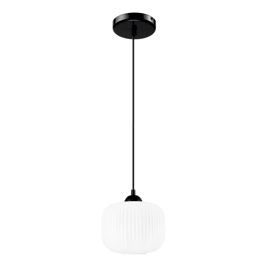 Luster na lanku HARMA 1xE27/15W/230V pr. 20 cm biela/čierna