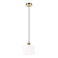 Luster na lanku HARMA 1xE27/15W/230V pr. 20 cm biela/zlatá