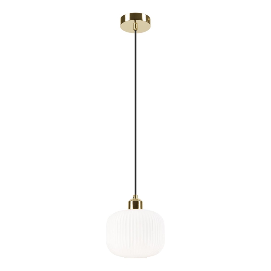 Luster na lanku HARMA 1xE27/15W/230V pr. 20 cm biela/zlatá
