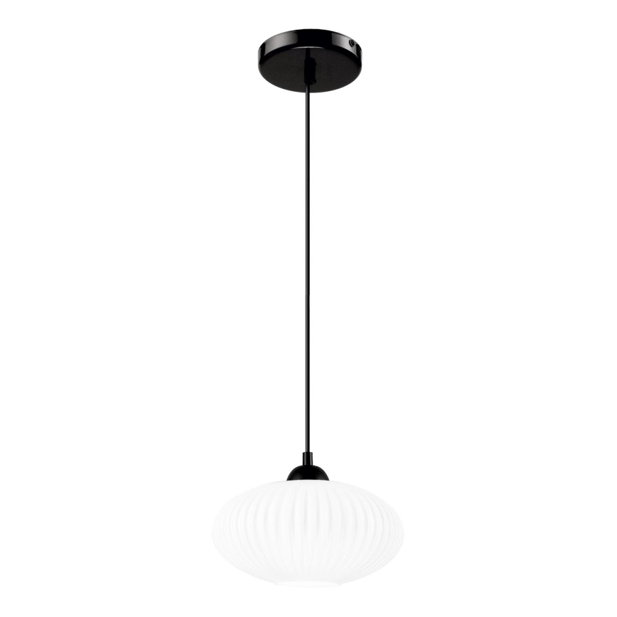 Luster na lanku HARMA 1xE27/15W/230V pr. 25 cm biela/čierna