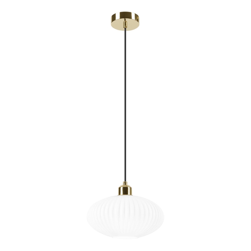 Luster na lanku HARMA 1xE27/15W/230V pr. 25 cm biela/zlatá