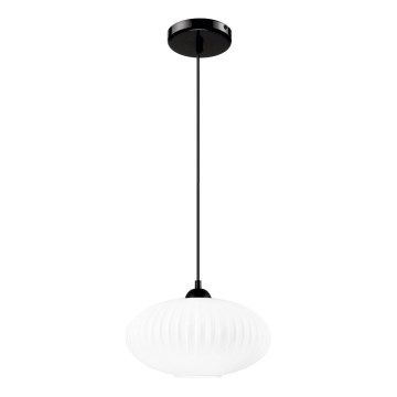 Luster na lanku HARMA 1xE27/15W/230V pr. 30 cm biela/čierna