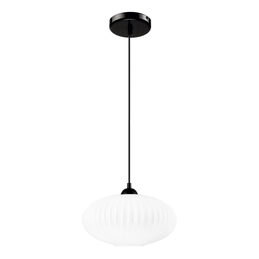 Luster na lanku HARMA 1xE27/15W/230V pr. 30 cm biela/čierna