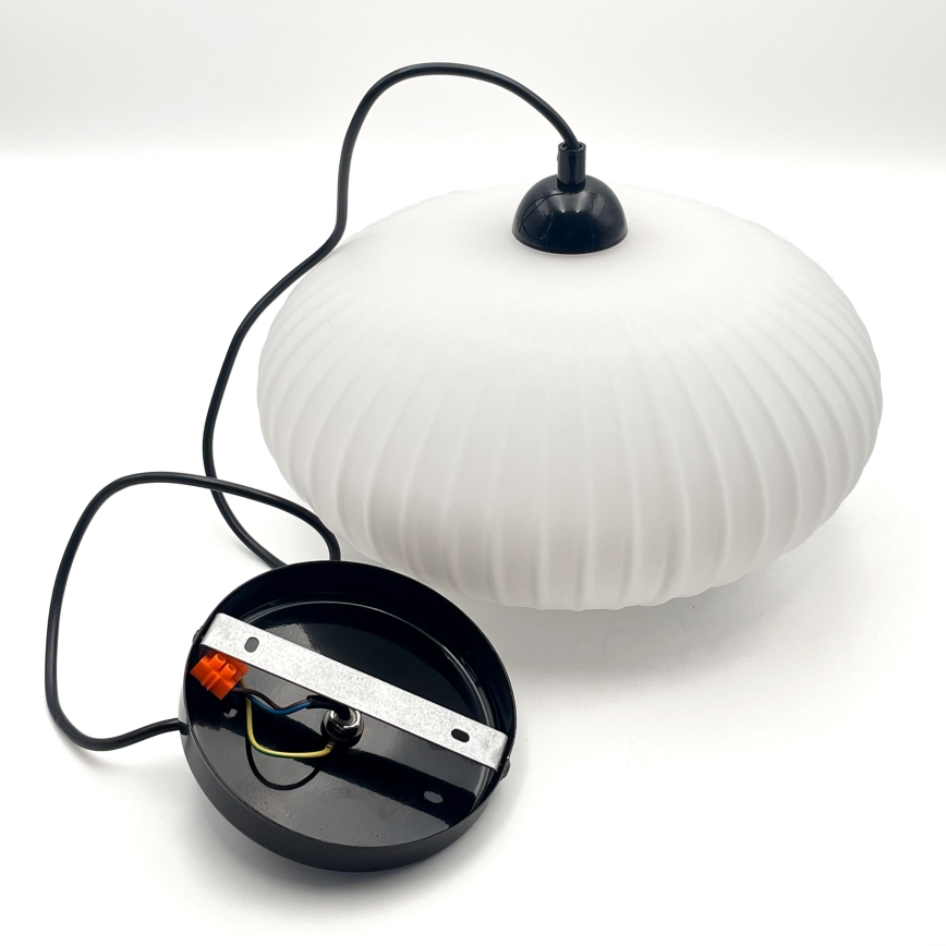 Luster na lanku HARMA 1xE27/15W/230V pr. 30 cm biela/čierna