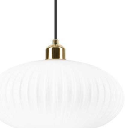 Luster na lanku HARMA 1xE27/15W/230V pr. 30 cm biela/zlatá