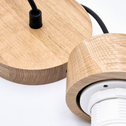 Luster na lanku HARMONY 1xE27/15W/230V pr. 20 cm biela/dub