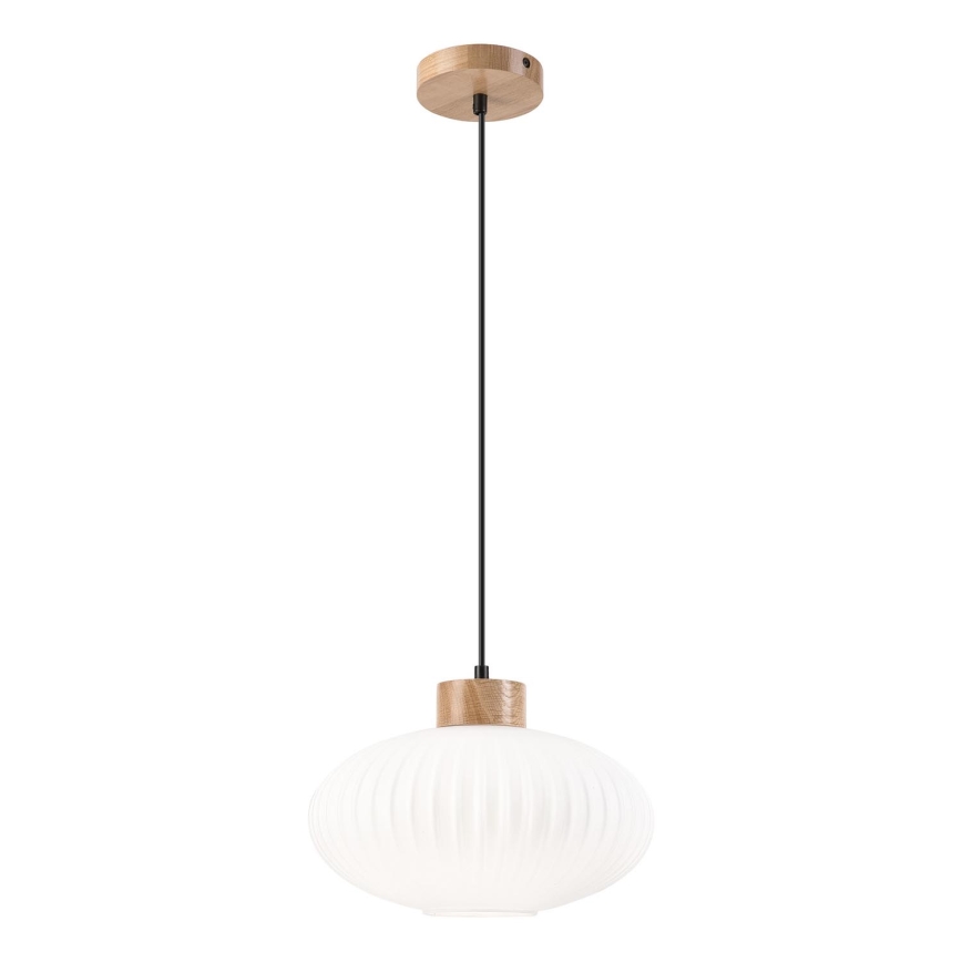 Luster na lanku HARMONY 1xE27/15W/230V pr. 30 cm biela/dub