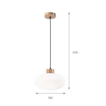 Luster na lanku HARMONY 1xE27/15W/230V pr. 30 cm biela/dub