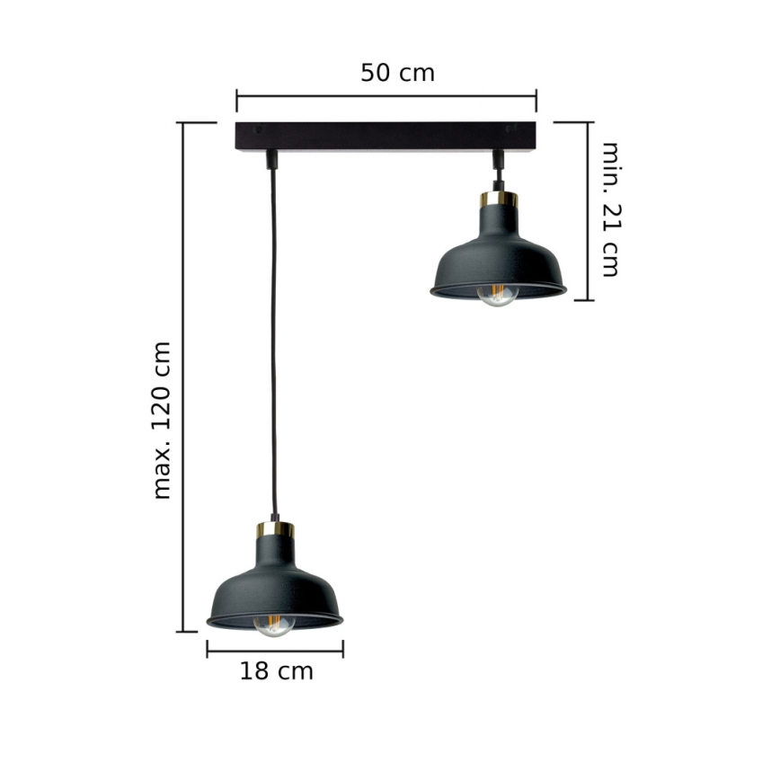Luster na lanku HEBE 2xE27/60W/230V čierna