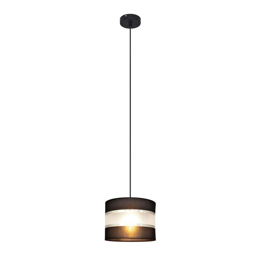 Luster na lanku HELEN 1xE27/15W/230V pr. 20 cm čierna/strieborná