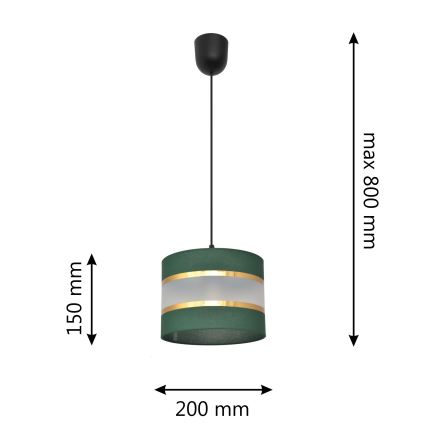 Luster na lanku HELEN 1xE27/15W/230V pr. 20 cm zelená/zlatá