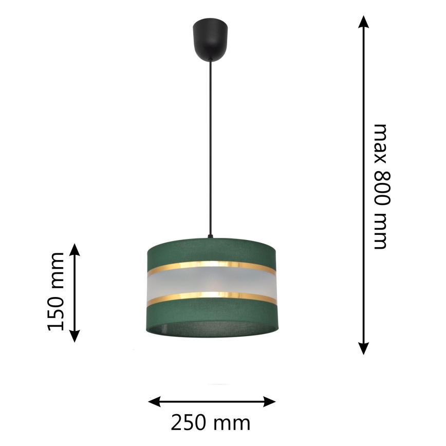 Luster na lanku HELEN 1xE27/15W/230V pr. 25 cm zelená/zlatá