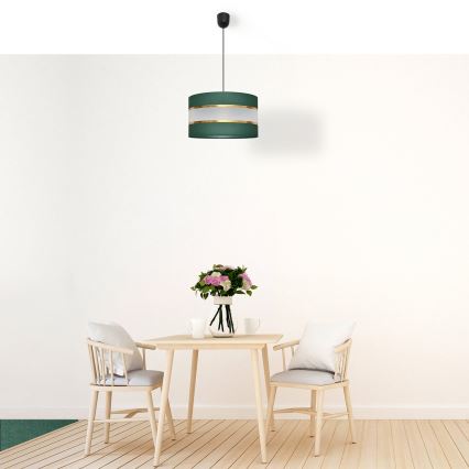 Luster na lanku HELEN 1xE27/15W/230V pr. 35 cm zelená/zlatá