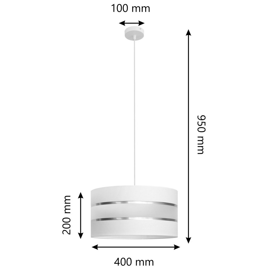 Luster na lanku HELEN 1xE27/15W/230V pr. 40 cm biela