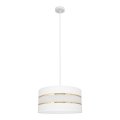 Luster na lanku HELEN 1xE27/15W/230V pr. 40 cm biela/zlatá