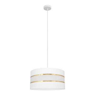 Luster na lanku HELEN 1xE27/15W/230V pr. 40 cm biela/zlatá