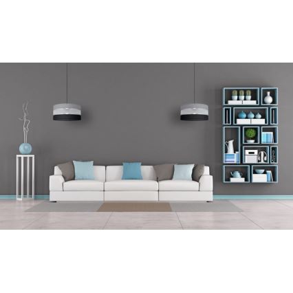 Luster na lanku HELEN 1xE27/15W/230V pr. 40 cm čierna/šedá/strieborná