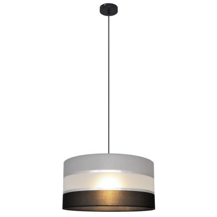Luster na lanku HELEN 1xE27/15W/230V pr. 40 cm čierna/šedá/strieborná
