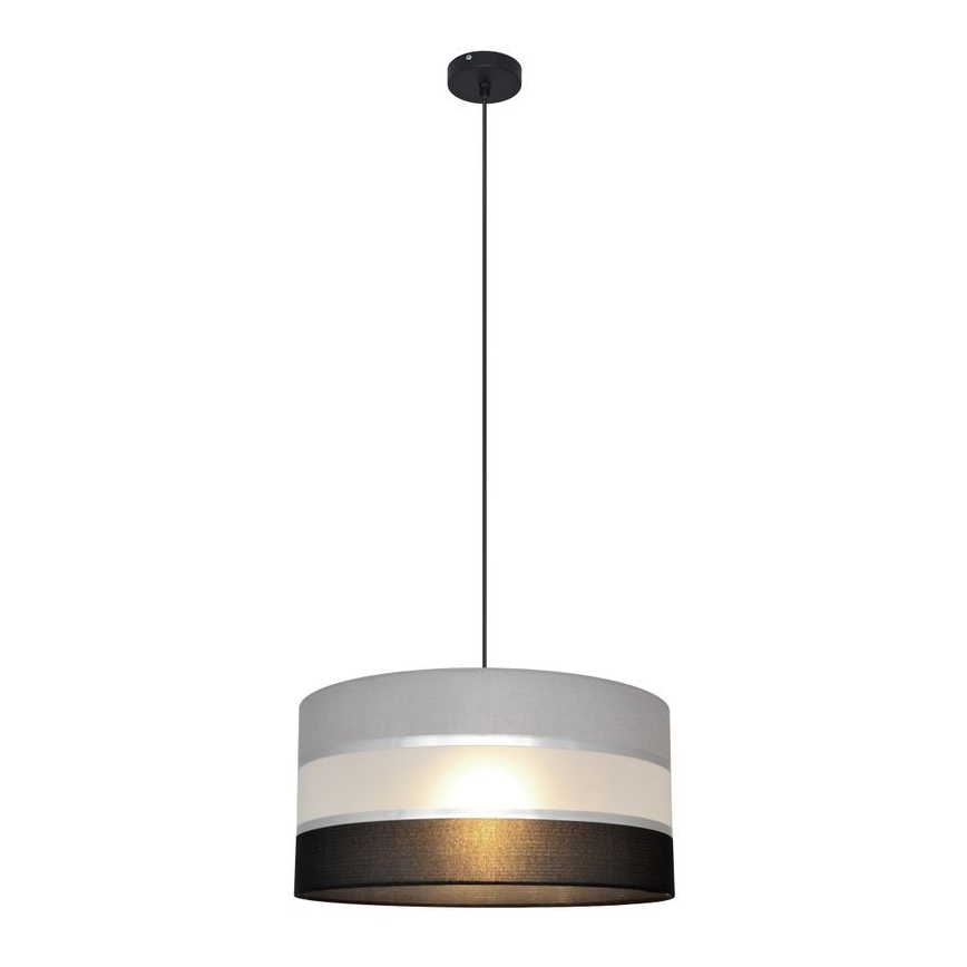 Luster na lanku HELEN 1xE27/15W/230V pr. 40 cm čierna/šedá/strieborná