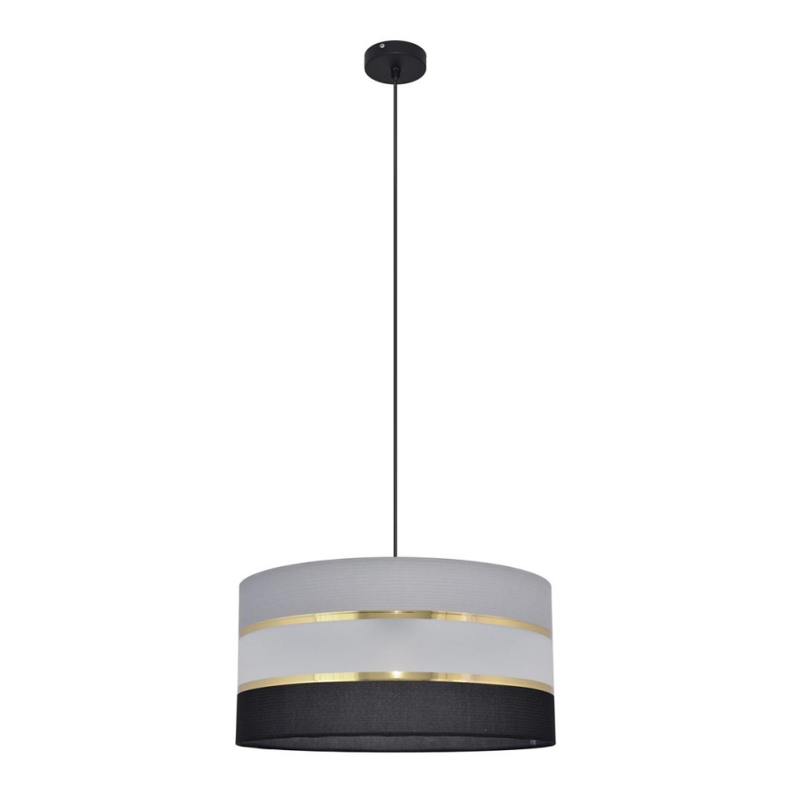 Luster na lanku HELEN 1xE27/15W/230V pr. 40 cm čierna/šedá/zlatá