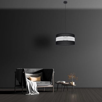 Luster na lanku HELEN 1xE27/15W/230V pr. 40 cm čierna/strieborná