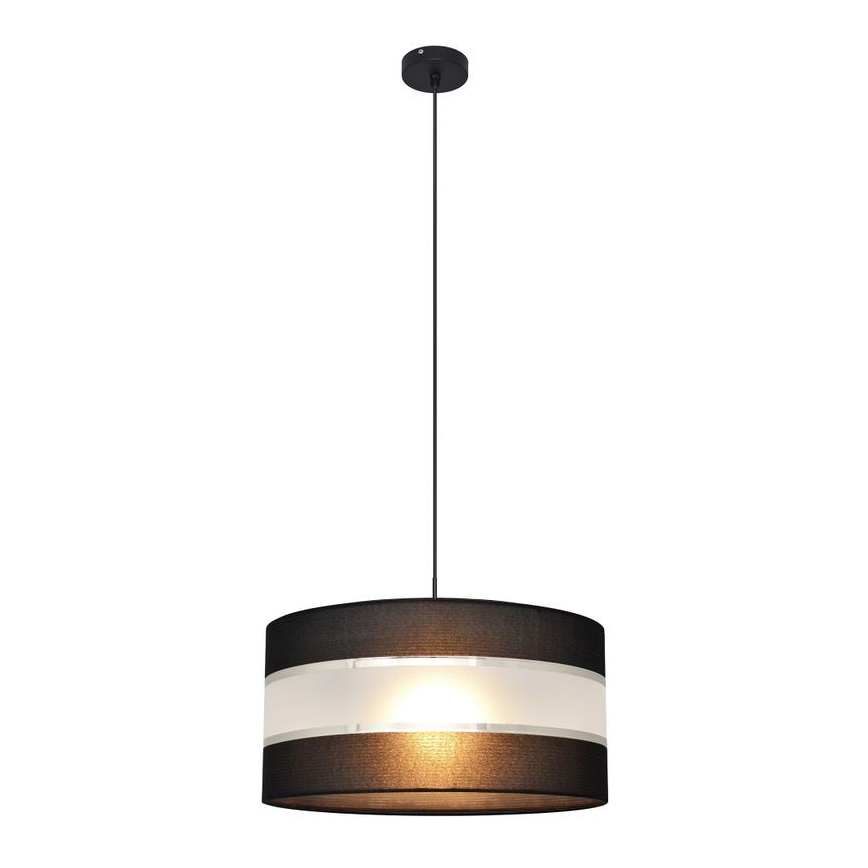 Luster na lanku HELEN 1xE27/15W/230V pr. 40 cm čierna/strieborná