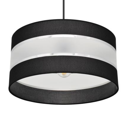 Luster na lanku HELEN 1xE27/15W/230V pr. 40 cm čierna/strieborná