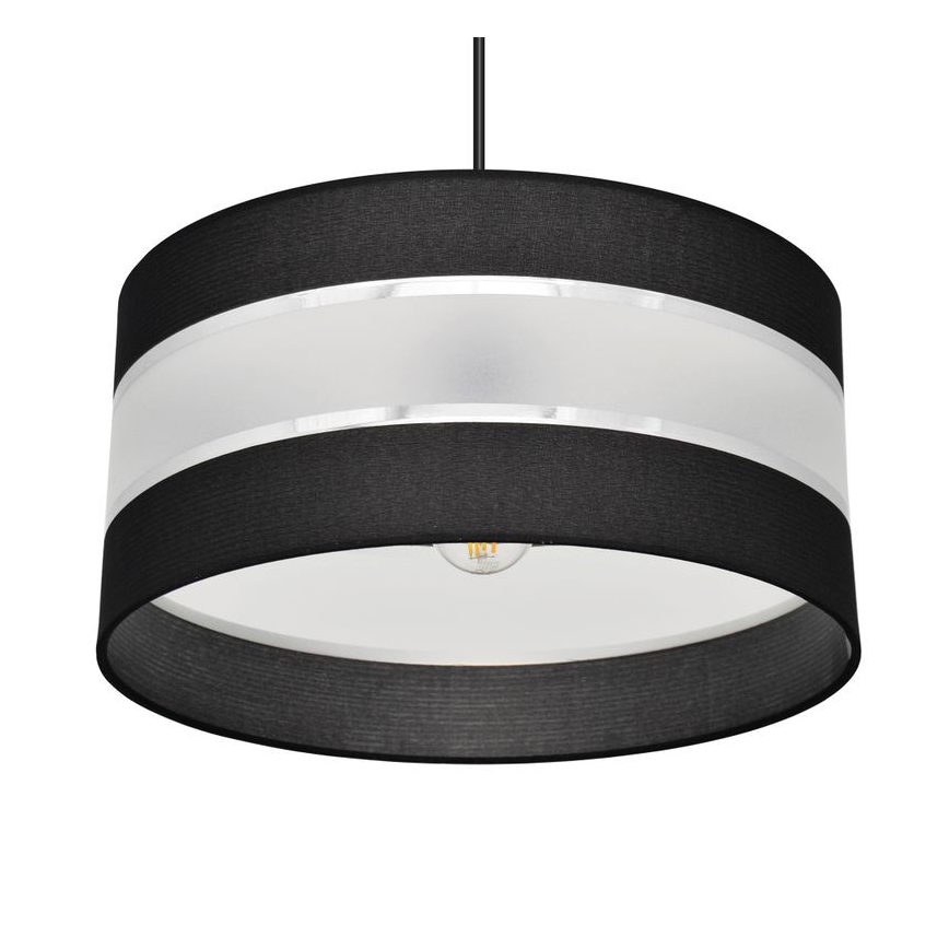Luster na lanku HELEN 1xE27/15W/230V pr. 40 cm čierna/strieborná