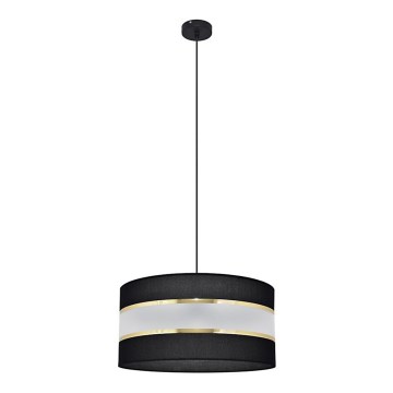 Luster na lanku HELEN 1xE27/15W/230V pr. 40 cm čierna/zlatá