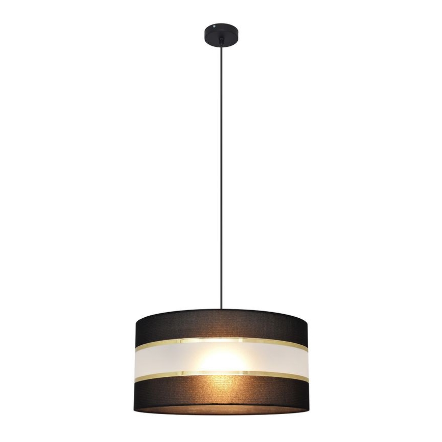 Luster na lanku HELEN 1xE27/15W/230V pr. 40 cm čierna/zlatá