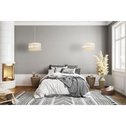 Luster na lanku HELEN 1xE27/15W/230V pr. 40 cm krémová/zlatá